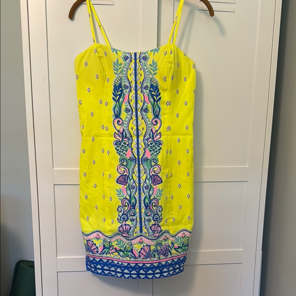 Lilly Pulitzer Yellow Dress with Blue and Pink Accents